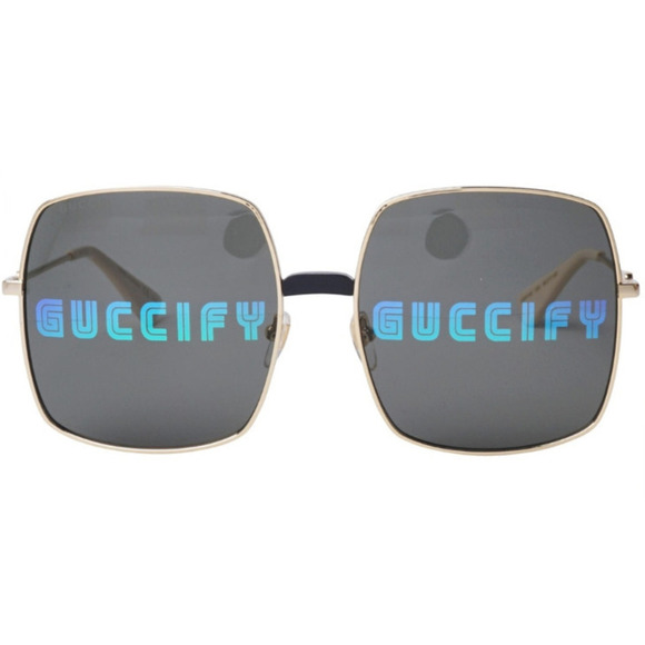 NWT Gucci GG0414S-002-60 Gold Oversized 60mm Sunglasses main image 4